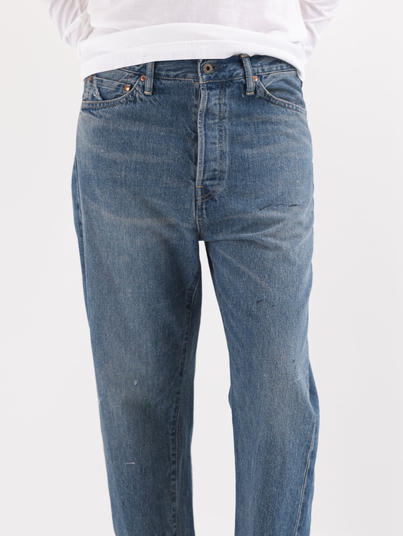 Chimala Wide Tapered Cut Denim Pants in Vintage Light - CHIMALA at Worthwhile - shop PANT