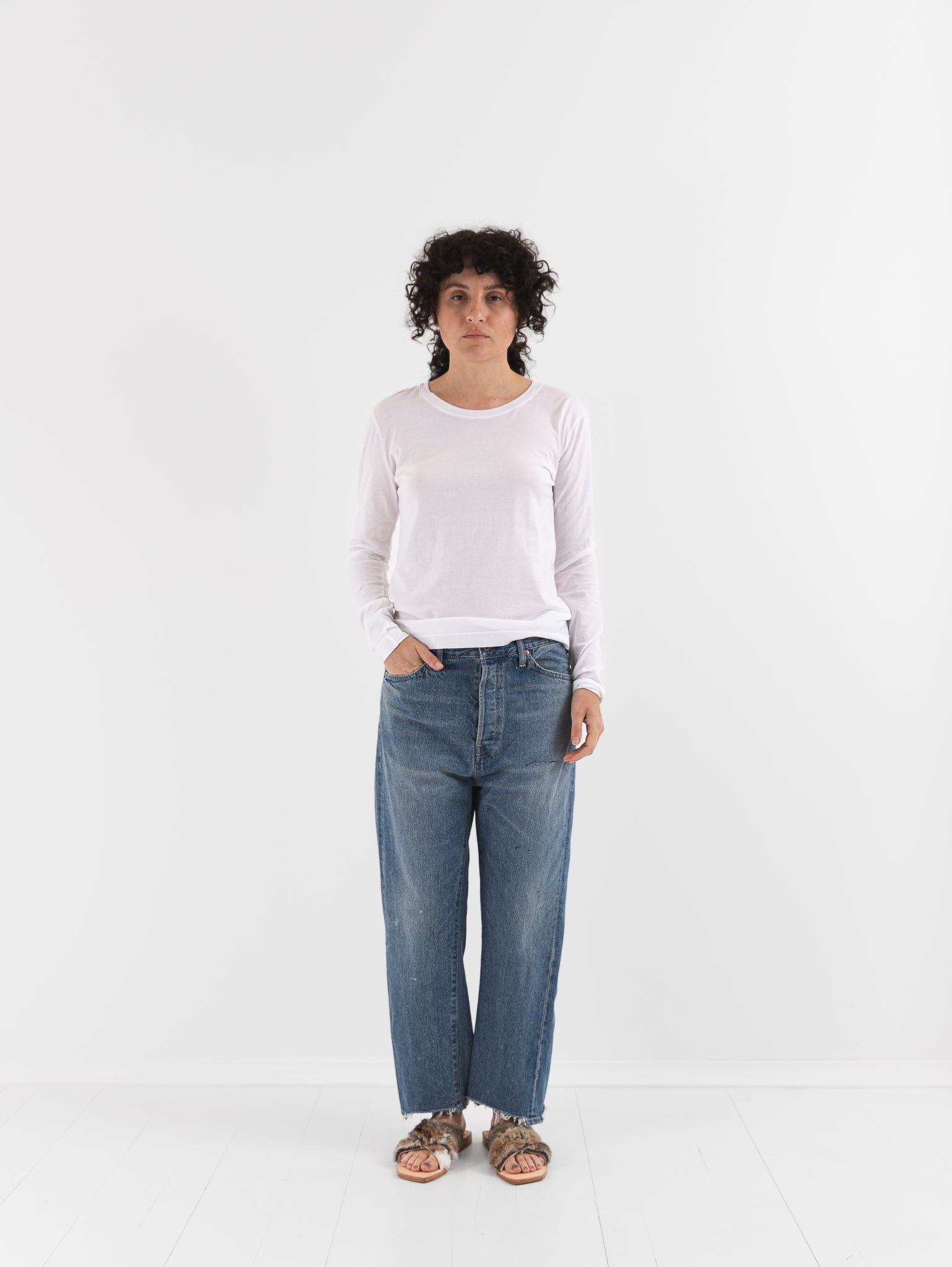 Chimala Wide Tapered Cut Denim Pants in Vintage Light - CHIMALA at Worthwhile - shop PANT