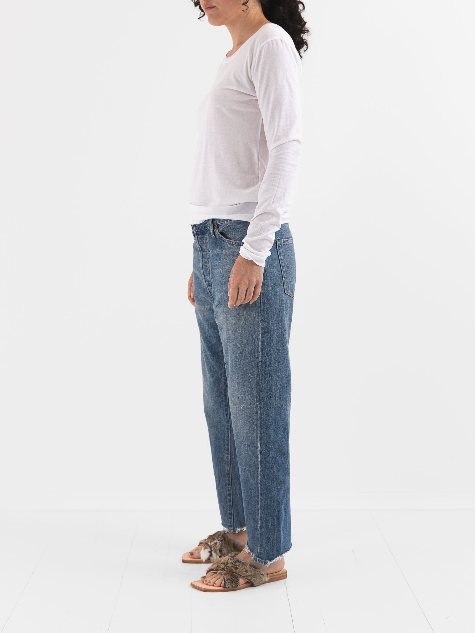 Chimala Wide Tapered Cut Denim Pants in Vintage Light - CHIMALA at Worthwhile - shop PANT