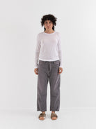 Chimala Wide Tapered Cut Denim Pants in Pinkish Gray - CHIMALA at Worthwhile - shop PANT