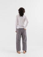 Chimala Wide Tapered Cut Denim Pants in Pinkish Gray - CHIMALA at Worthwhile - shop PANT