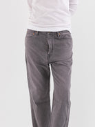 Chimala Wide Tapered Cut Denim Pants in Pinkish Gray - CHIMALA at Worthwhile - shop PANT