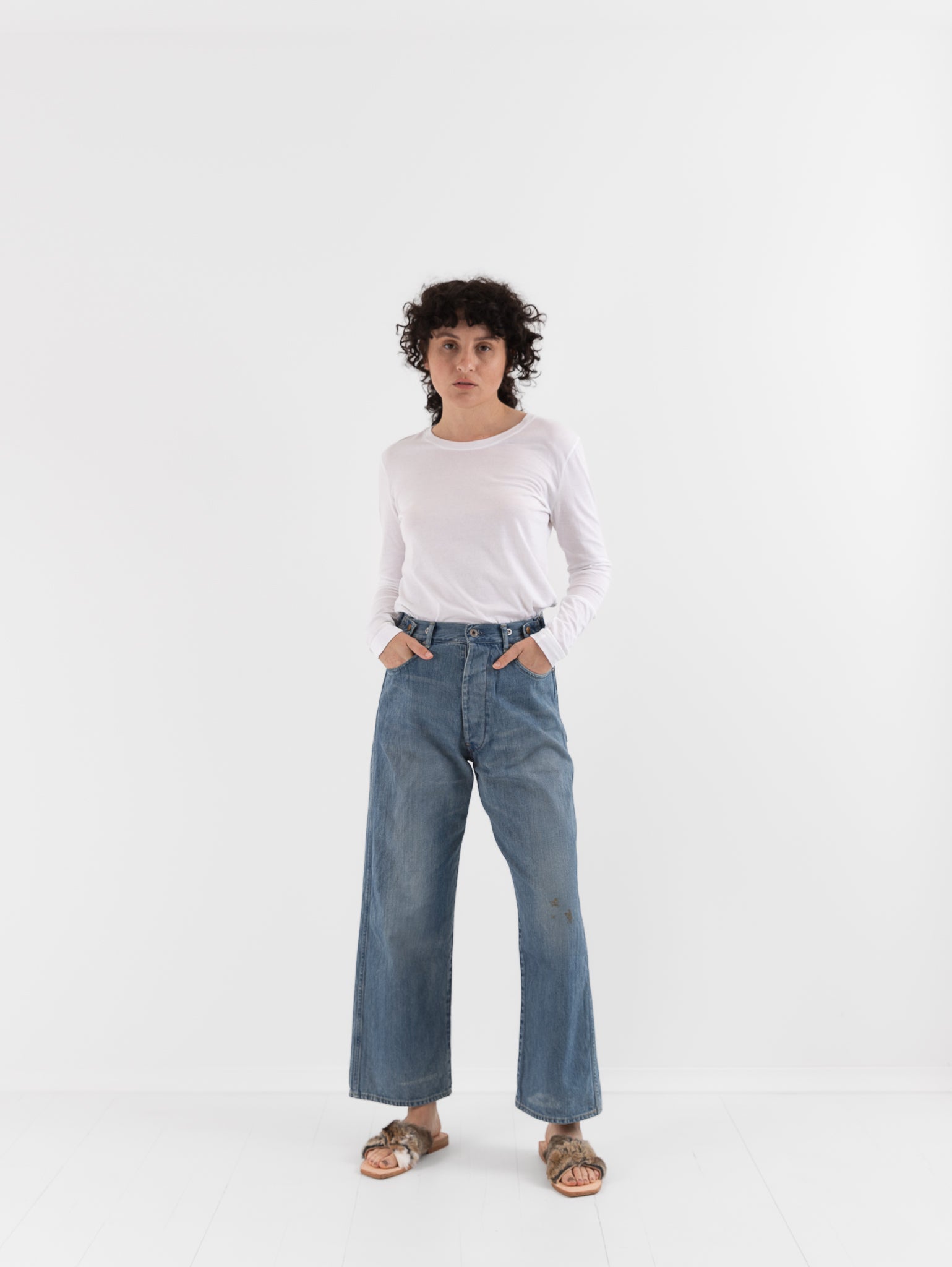 Chimala Adjustable Waist Denim Pants in Smoky Light - CHIMALA at Worthwhile - shop PANT