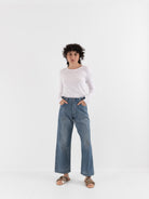 Chimala Adjustable Waist Denim Pants in Smoky Light - CHIMALA at Worthwhile - shop PANT