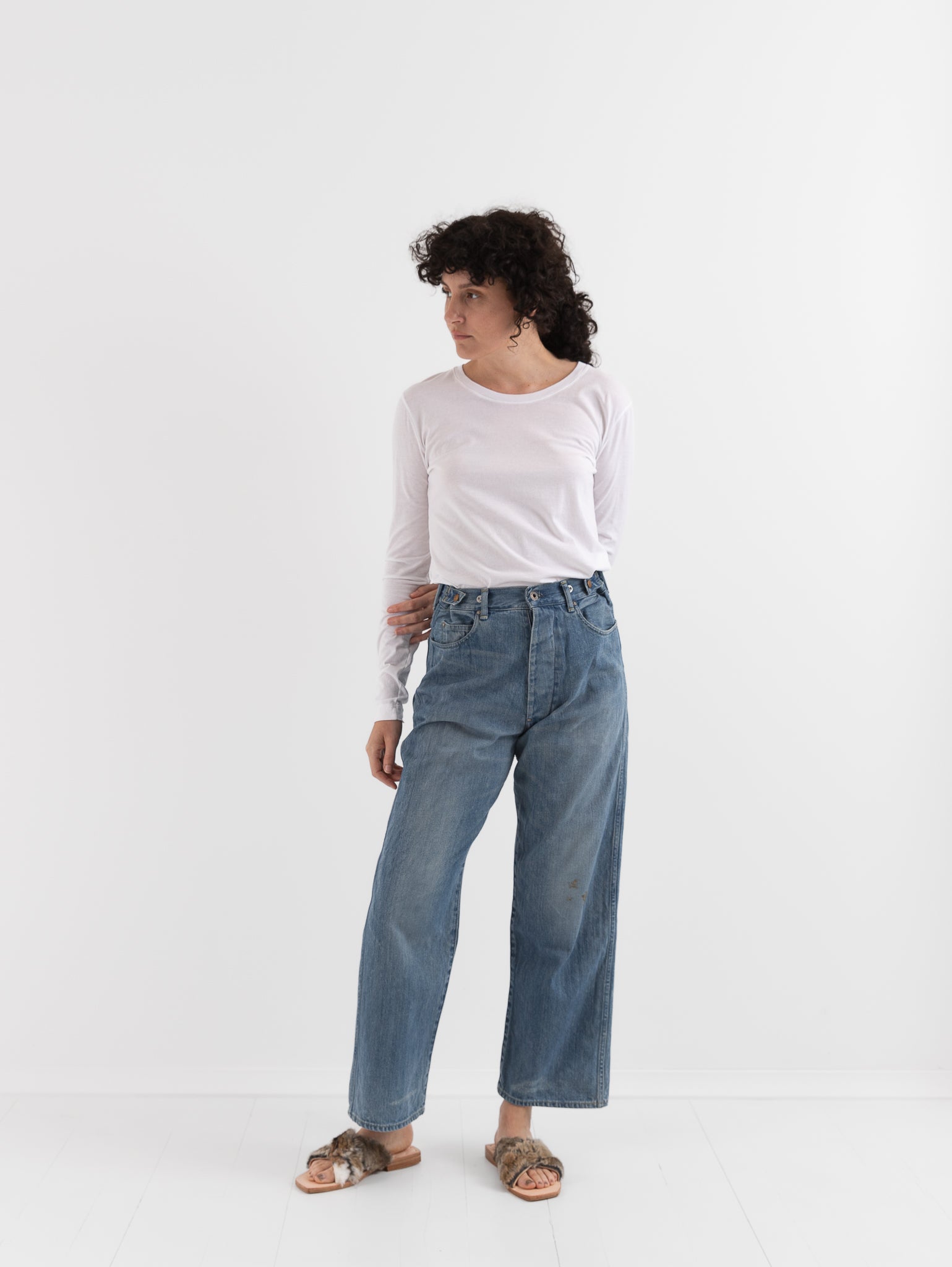 Chimala Adjustable Waist Denim Pants in Smoky Light - CHIMALA at Worthwhile - shop PANT