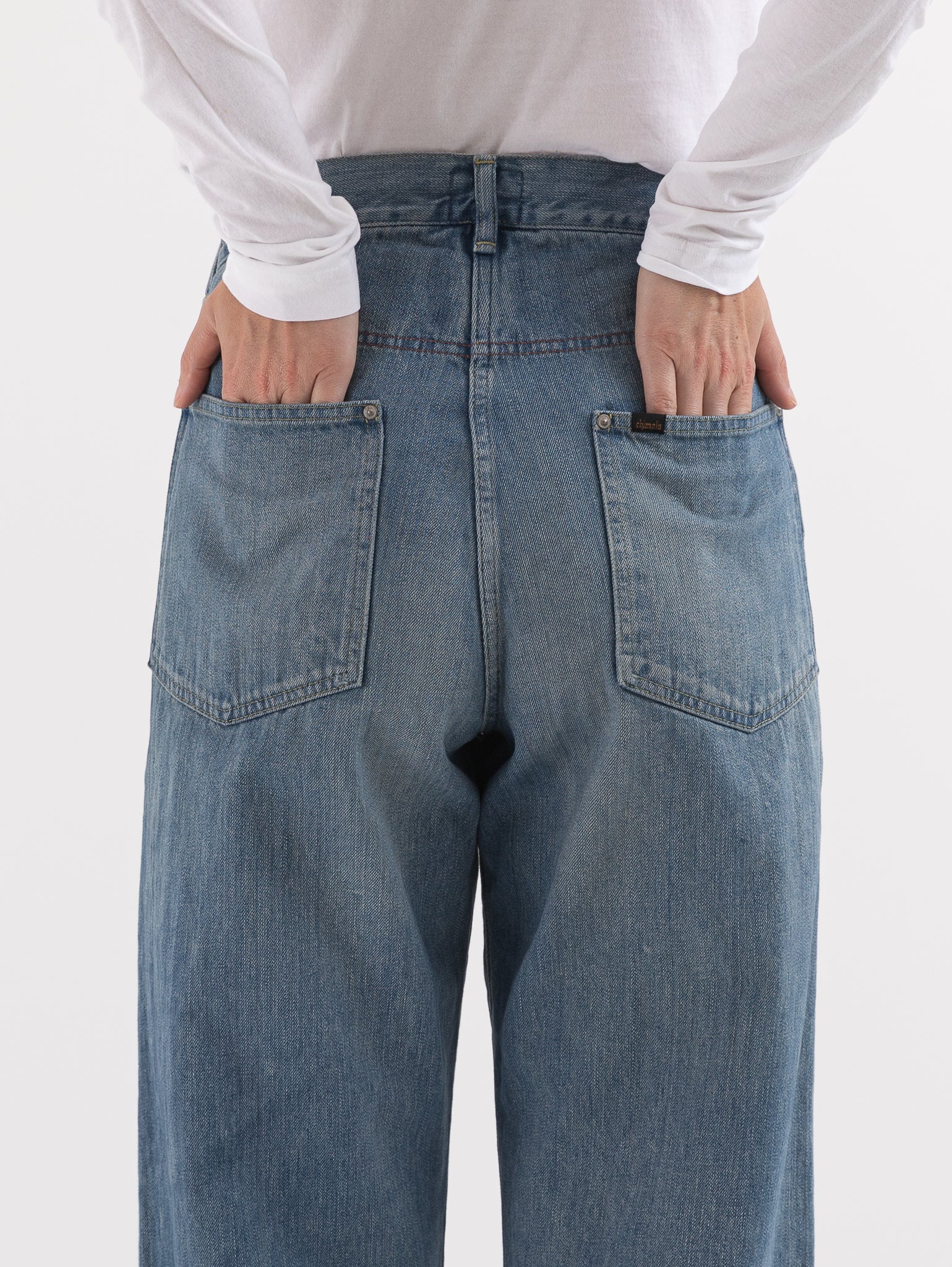 Chimala Adjustable Waist Denim Pants in Smoky Light - CHIMALA at Worthwhile - shop PANT