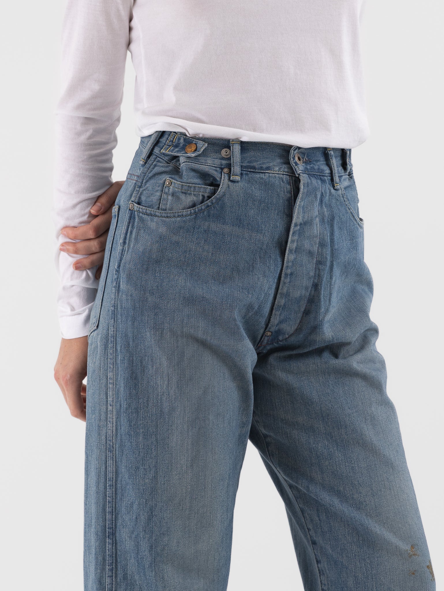 Chimala Adjustable Waist Denim Pants in Smoky Light - CHIMALA at Worthwhile - shop PANT