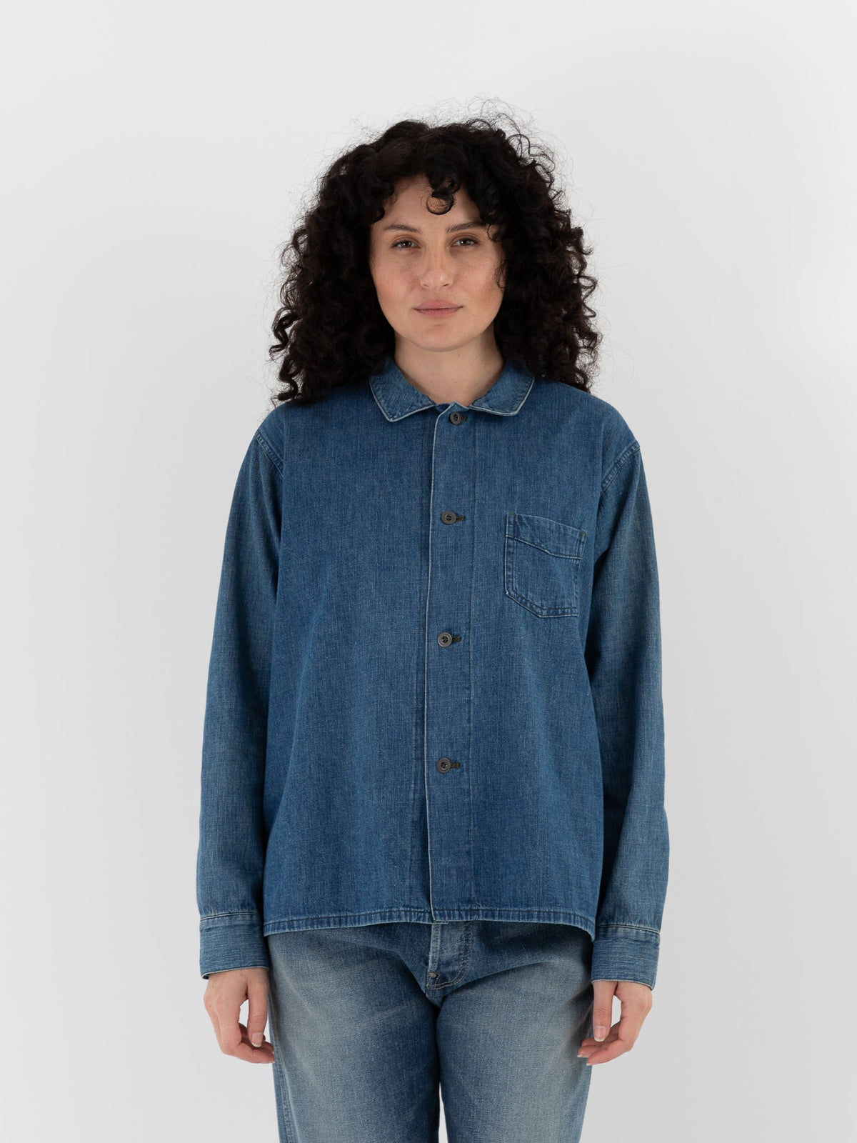 Chimala Military Denim Work Shirt in Indigo - CHIMALA at Worthwhile - shop TOP