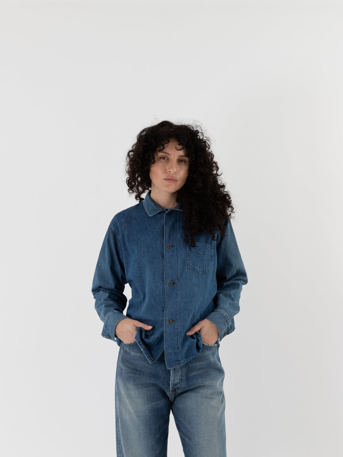 Chimala Military Denim Work Shirt in Indigo - CHIMALA at Worthwhile - shop TOP