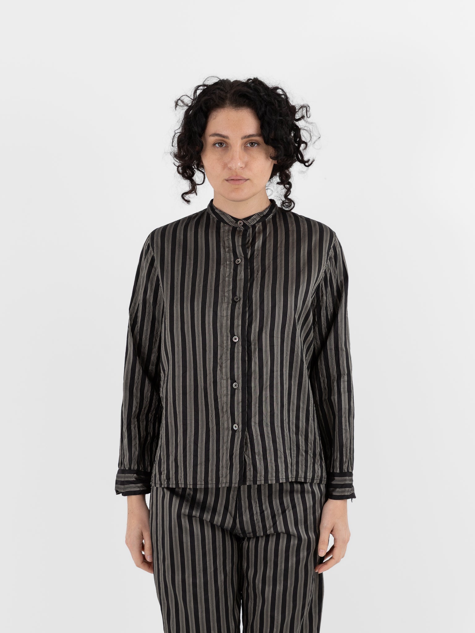 Christian Peau Shirt in Black Stripe - CHRISTIAN PEAU at Worthwhile - shop TOP