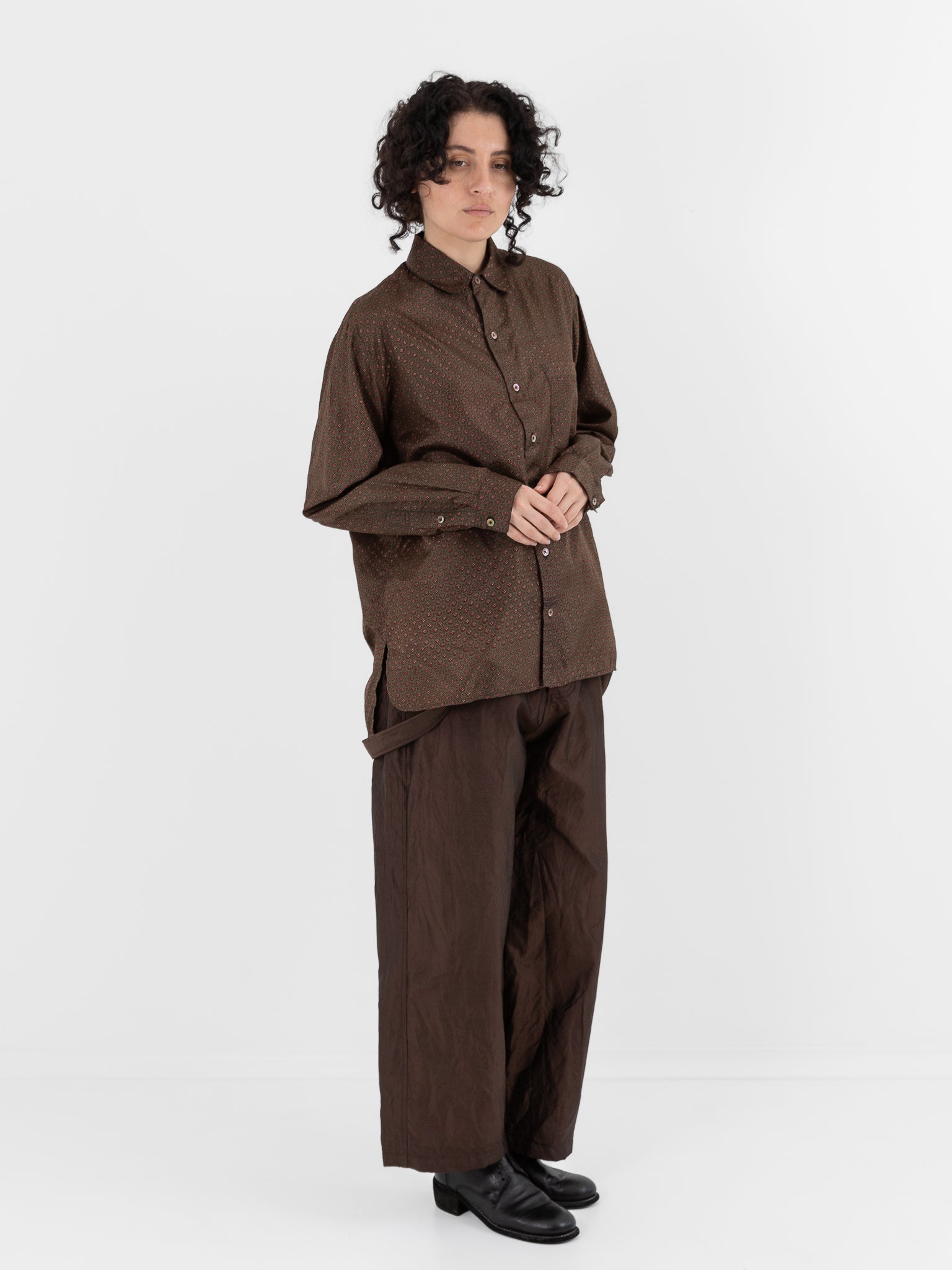 Christian Peau Vintage Silk Shirt in Red/Brown - CHRISTIAN PEAU at Worthwhile - shop TOP