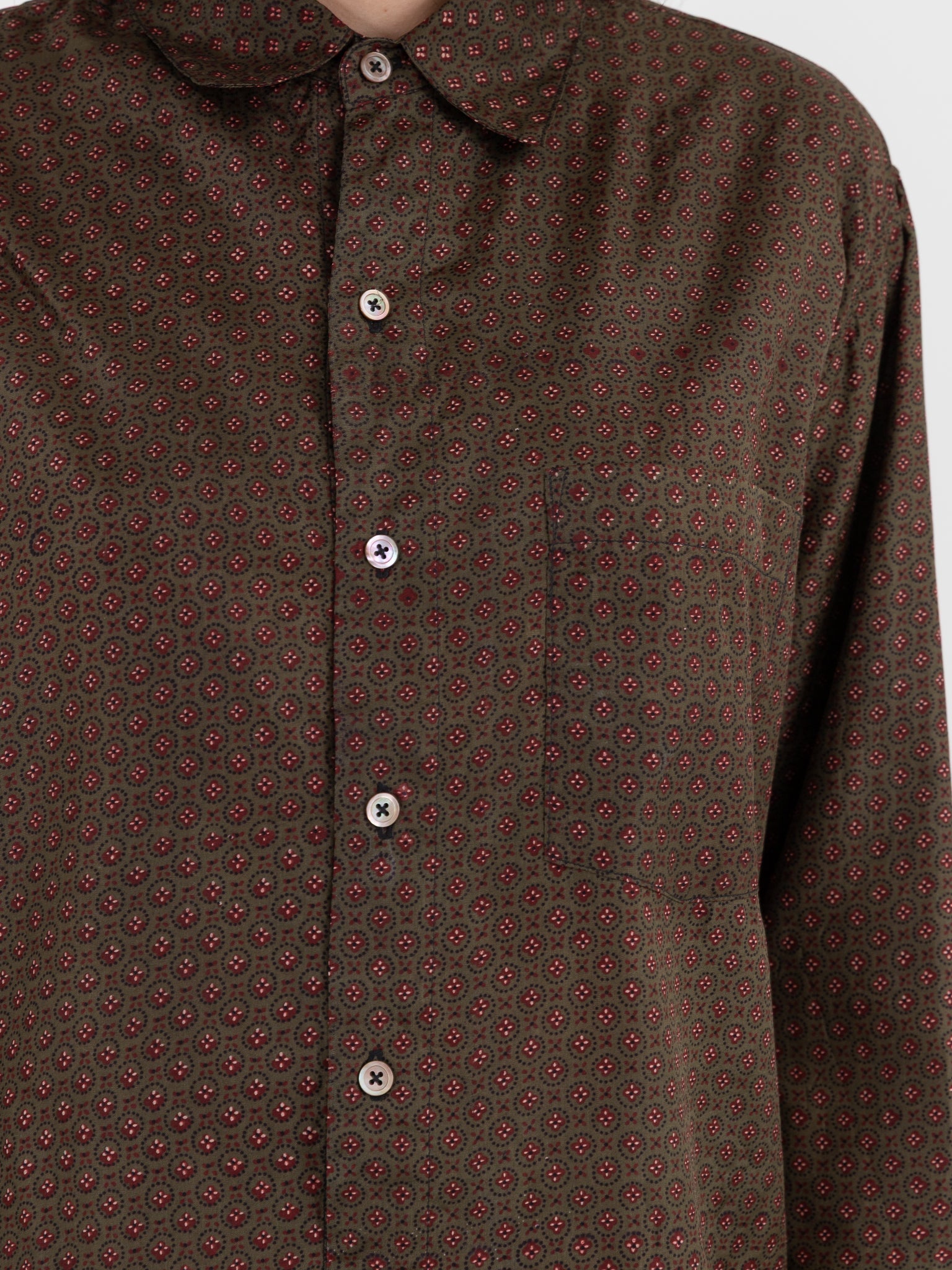 Christian Peau Vintage Silk Shirt in Red/Brown - CHRISTIAN PEAU at Worthwhile - shop TOP