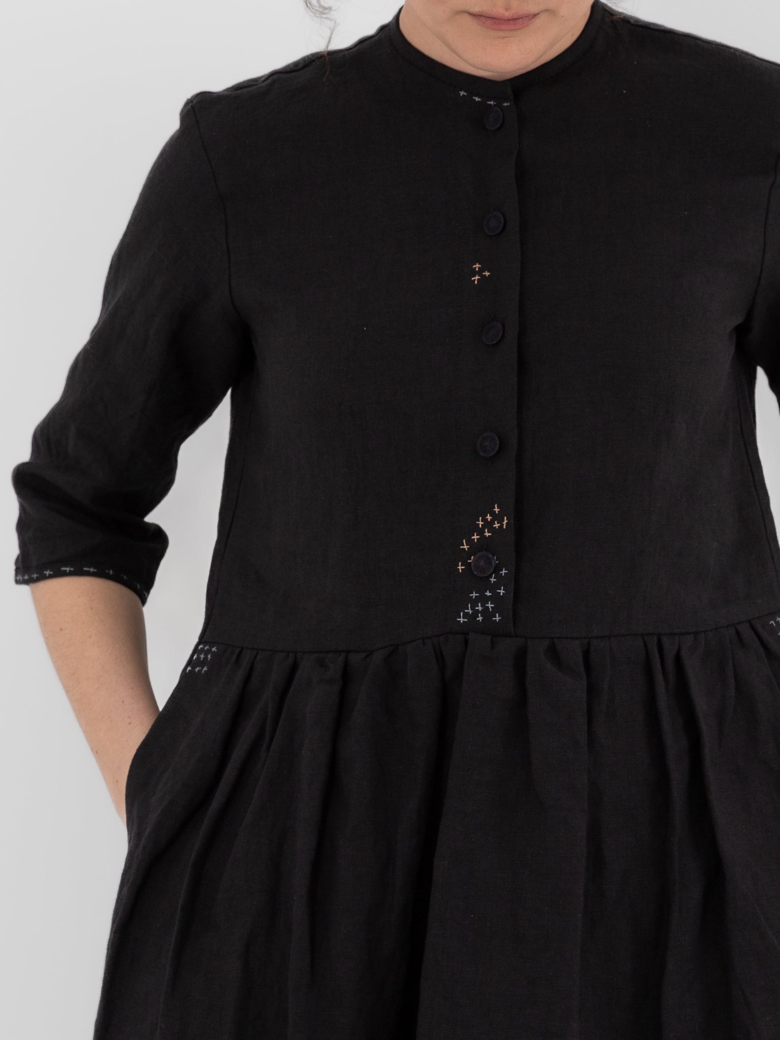 Der Antagonist Dress 20 in Black with Stitching - DER ANTAGONIST at Worthwhile - shop DRESS