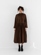 École De Curiosités Marie Dress in Brown - ECOLE DE CURIOSITES at Worthwhile - shop DRESS