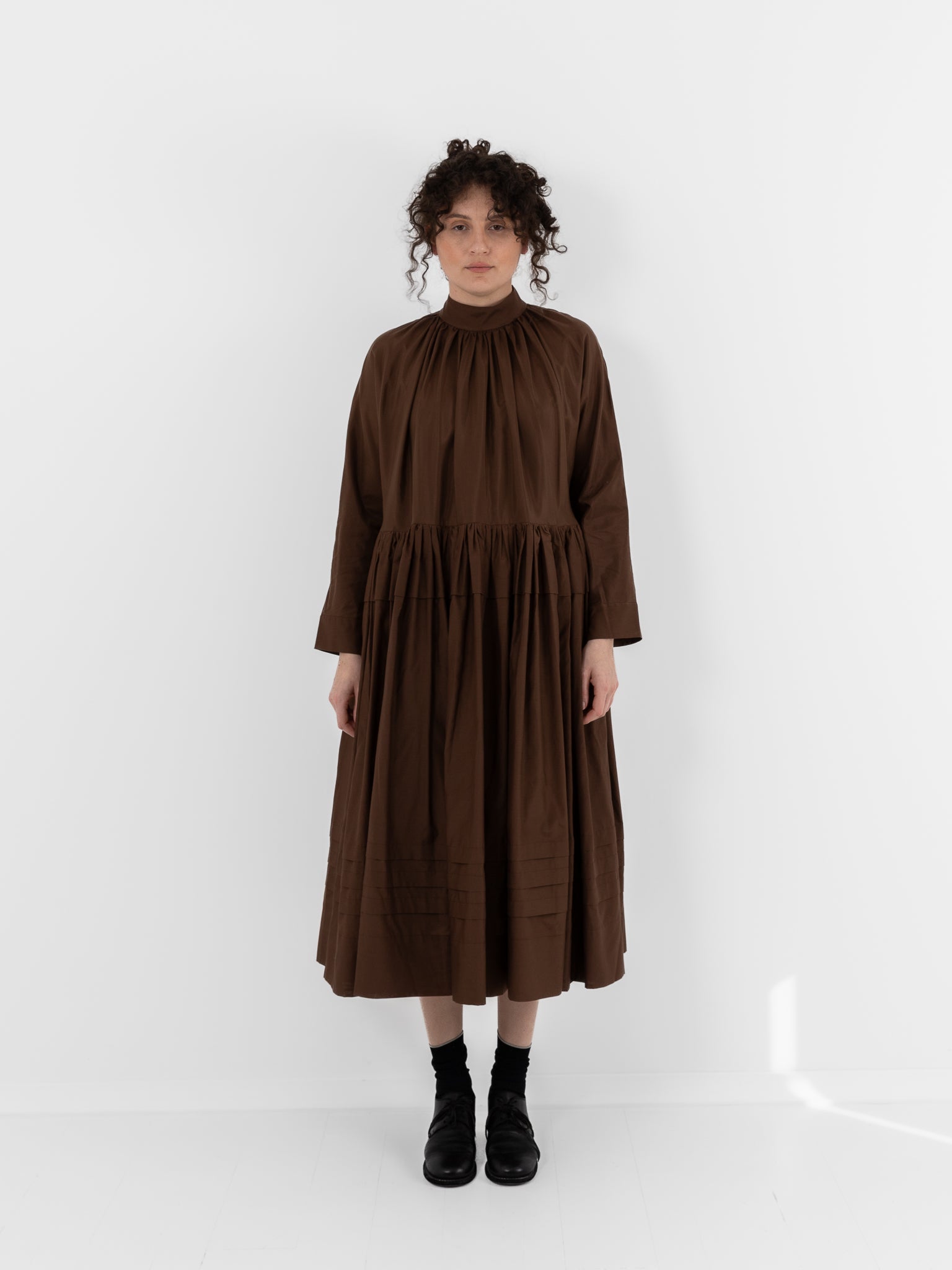 École De Curiosités Marie Dress in Brown - ECOLE DE CURIOSITES at Worthwhile - shop DRESS