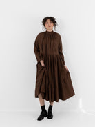 École De Curiosités Marie Dress in Brown - ECOLE DE CURIOSITES at Worthwhile - shop DRESS