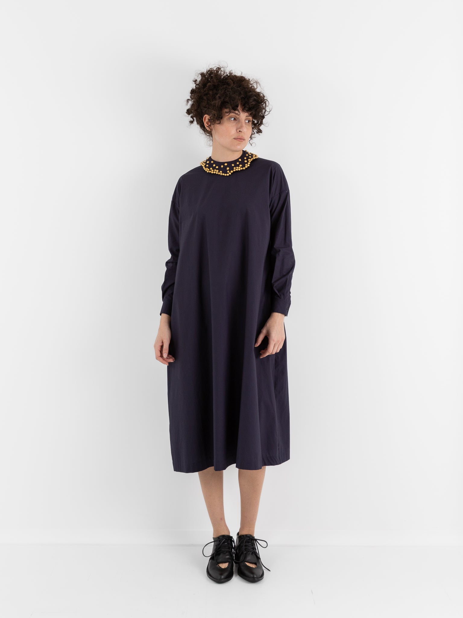 École De Curiosités Damia + Colette Dress in Dark Navy - ECOLE DE CURIOSITES at Worthwhile