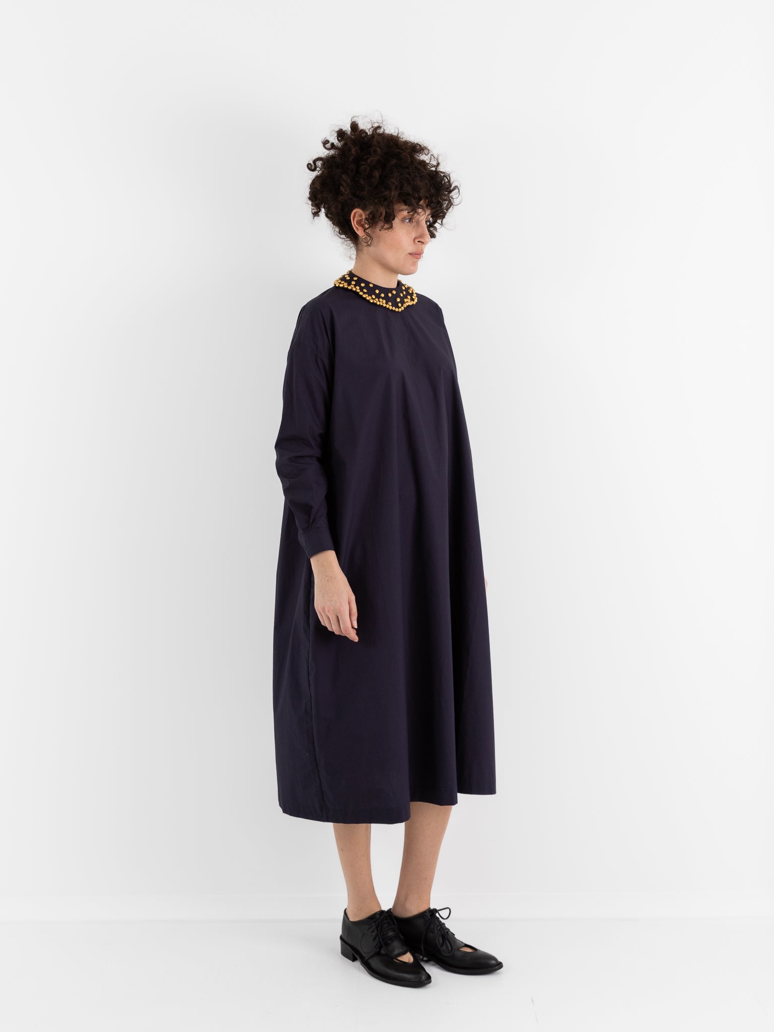 École De Curiosités Damia + Colette Dress in Dark Navy - ECOLE DE CURIOSITES at Worthwhile