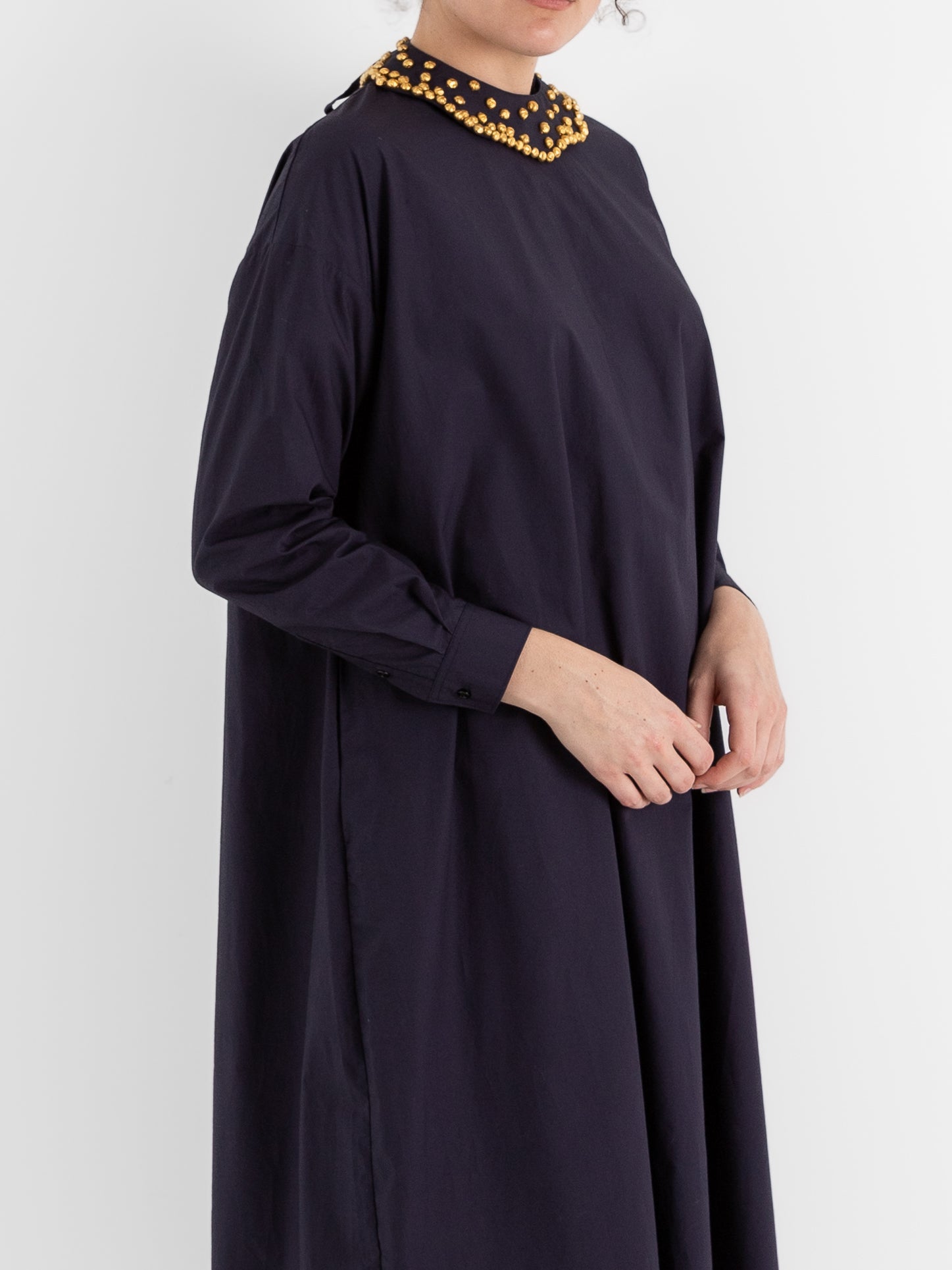 École De Curiosités Damia + Colette Dress in Dark Navy - ECOLE DE CURIOSITES at Worthwhile