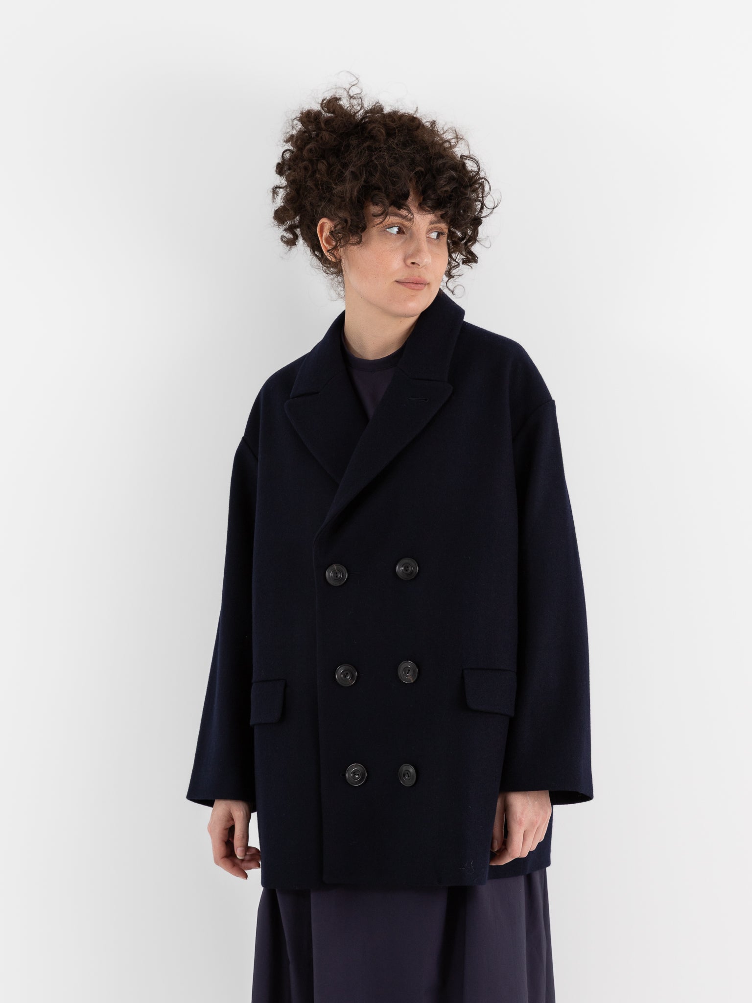 École De Curiosités Claus Coat in Dark Navy - ECOLE DE CURIOSITES at Worthwhile