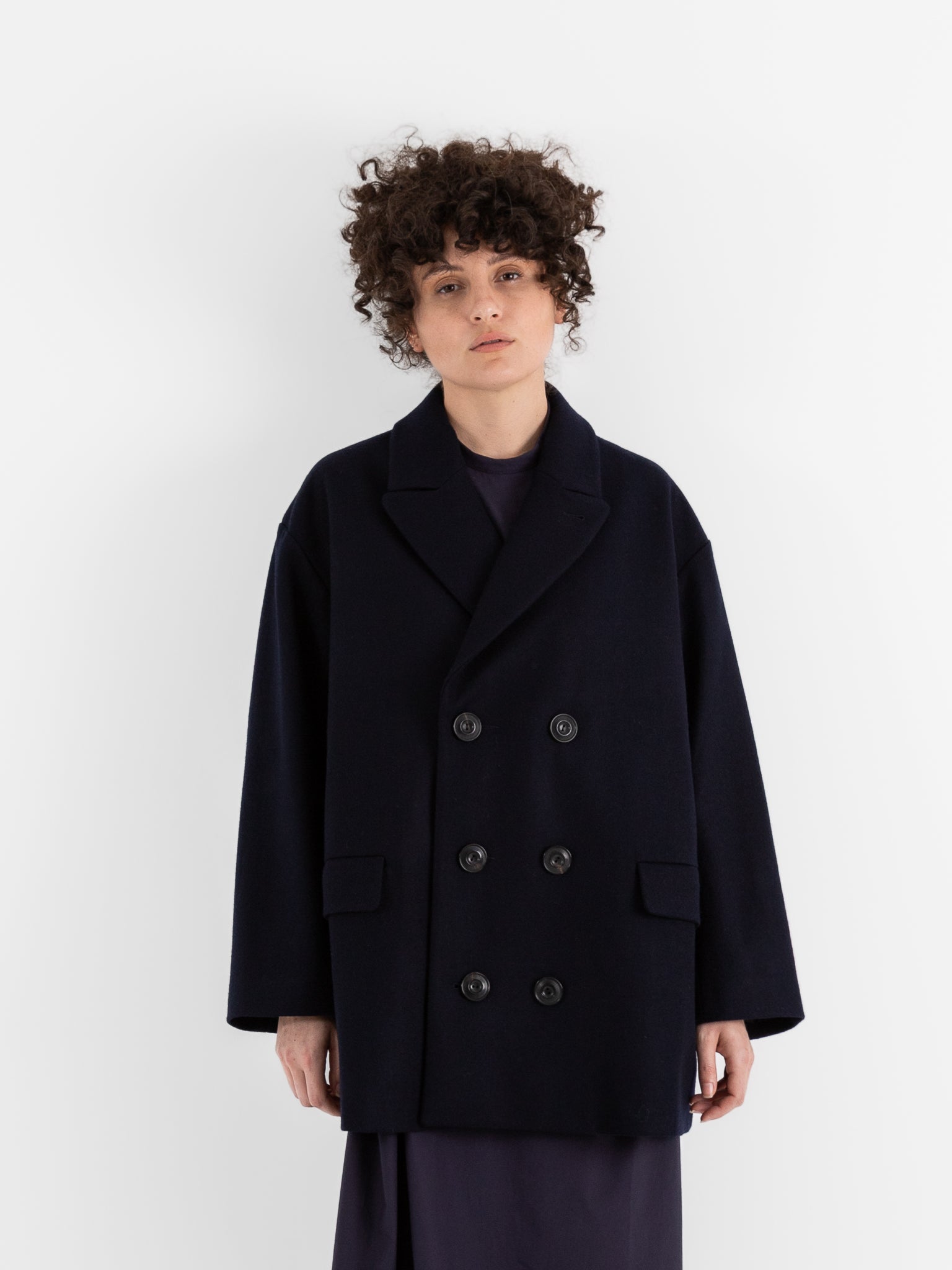 École De Curiosités Claus Coat in Dark Navy - ECOLE DE CURIOSITES at Worthwhile