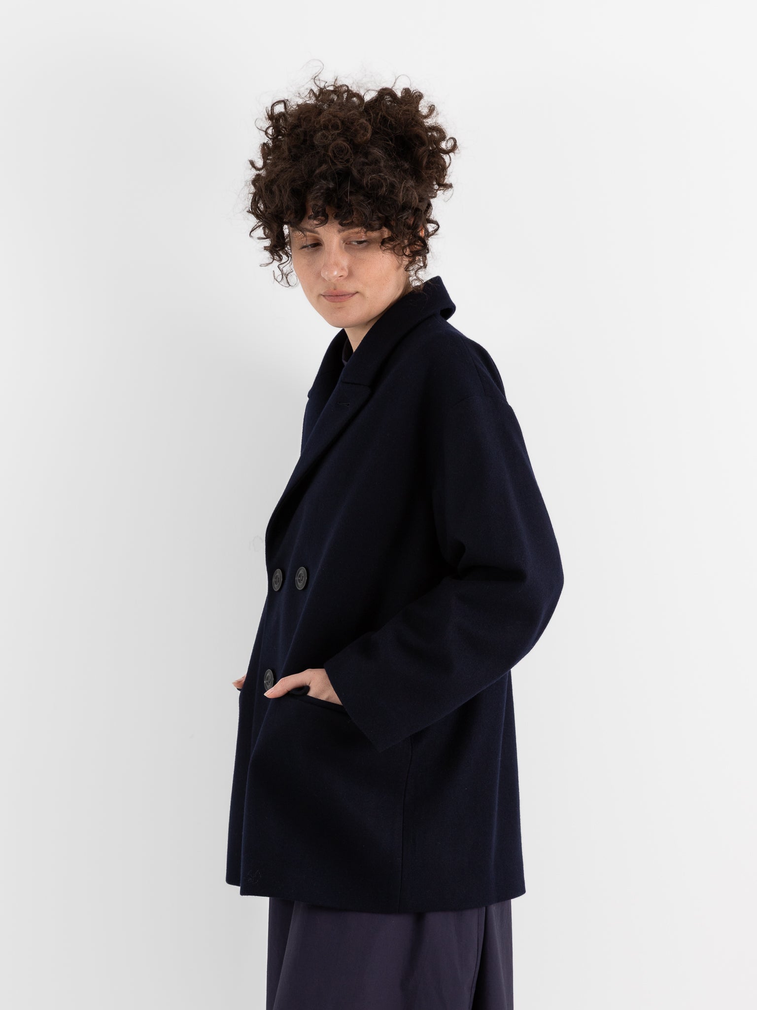 École De Curiosités Claus Coat in Dark Navy - ECOLE DE CURIOSITES at Worthwhile