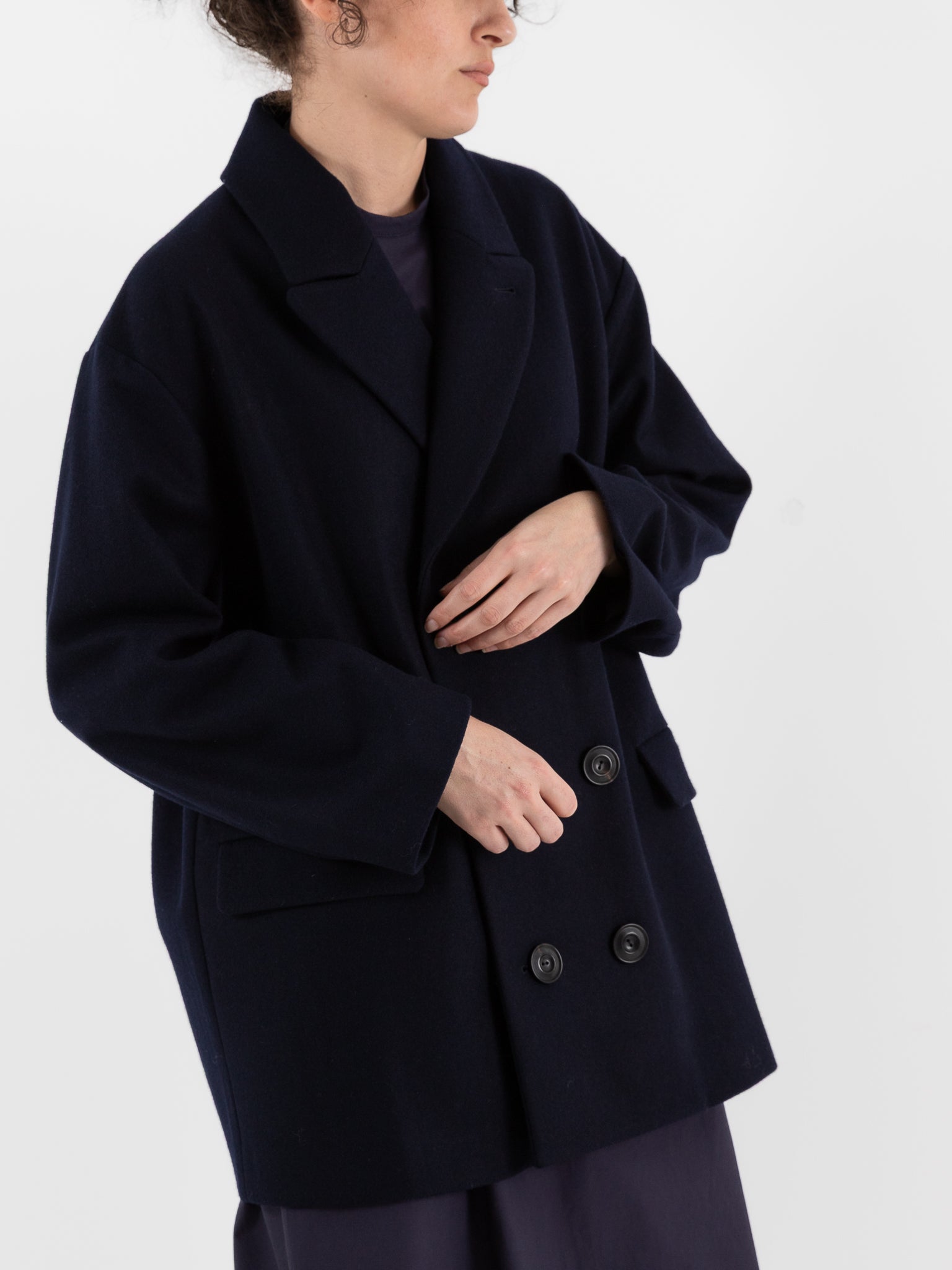 École De Curiosités Claus Coat in Dark Navy - ECOLE DE CURIOSITES at Worthwhile