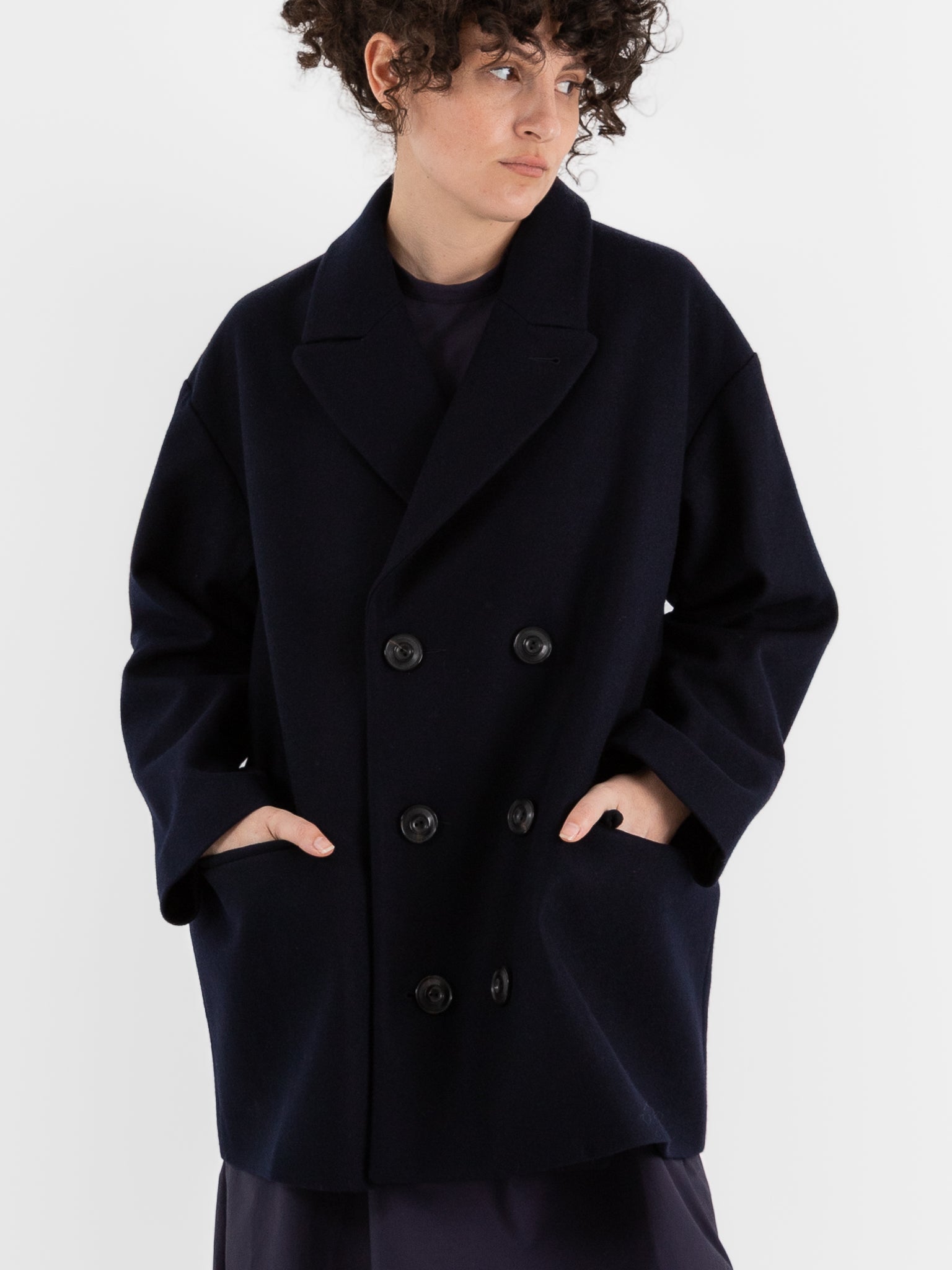 École De Curiosités Claus Coat in Dark Navy - ECOLE DE CURIOSITES at Worthwhile