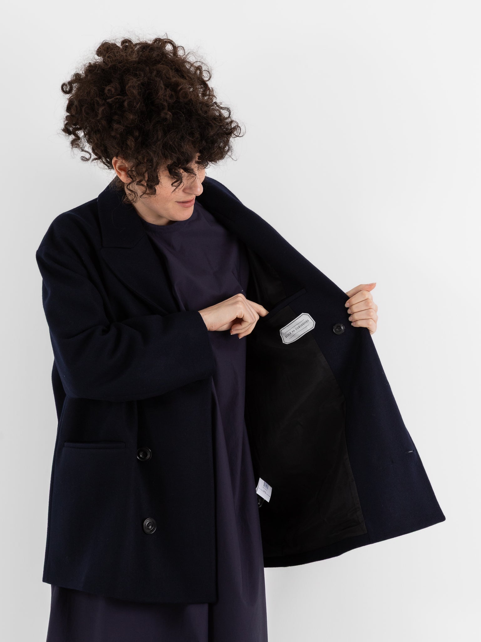 École De Curiosités Claus Coat in Dark Navy - ECOLE DE CURIOSITES at Worthwhile