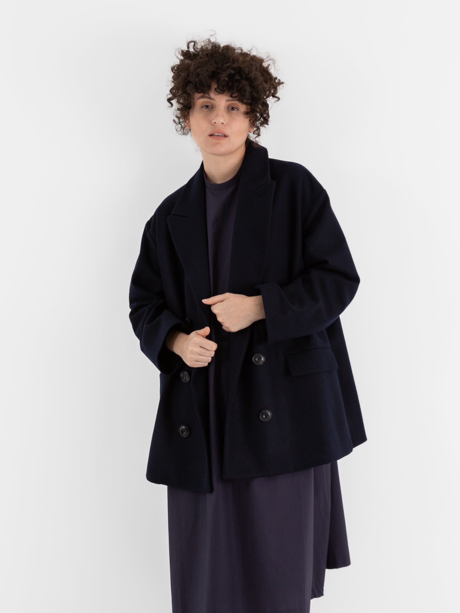 École De Curiosités Claus Coat in Dark Navy - ECOLE DE CURIOSITES at Worthwhile