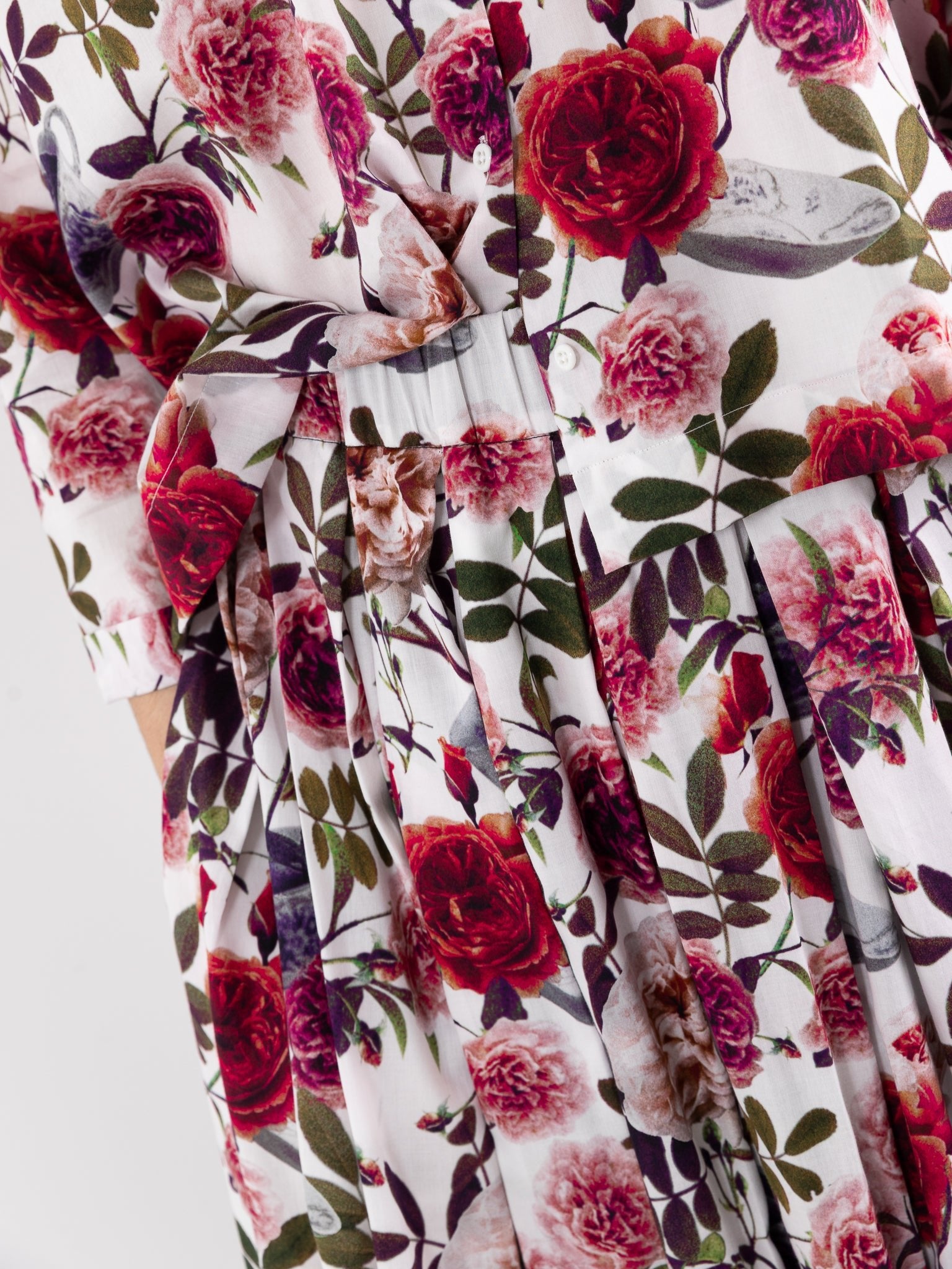 École De Curiosités Solange Reversible Skirt in White/Roses - ECOLE DE CURIOSITES at Worthwhile
