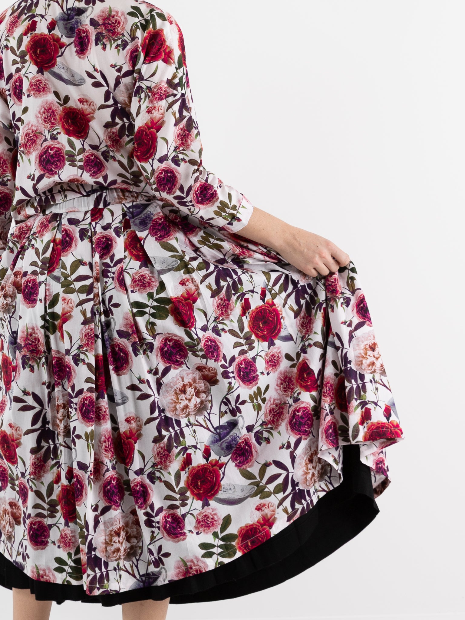 École De Curiosités Solange Reversible Skirt in White/Roses - ECOLE DE CURIOSITES at Worthwhile