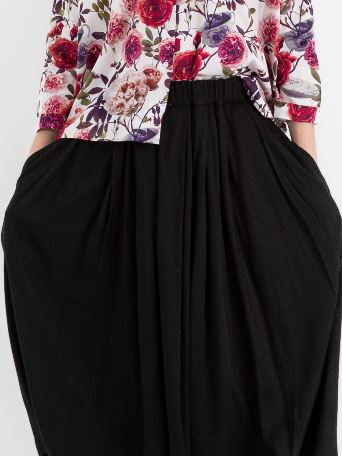 École De Curiosités Solange Reversible Skirt in White/Roses - ECOLE DE CURIOSITES at Worthwhile