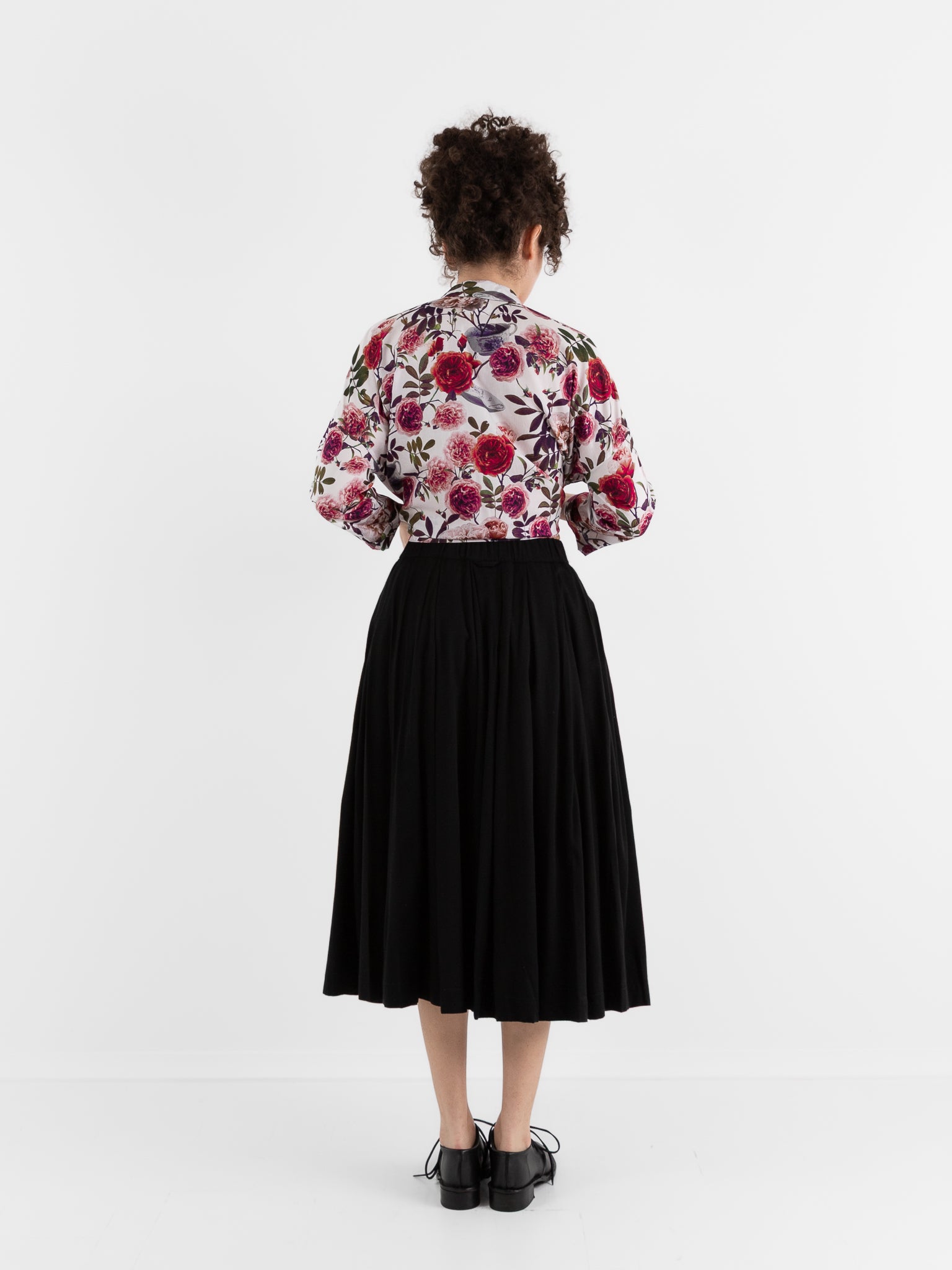 École De Curiosités Solange Reversible Skirt in White/Roses - ECOLE DE CURIOSITES at Worthwhile