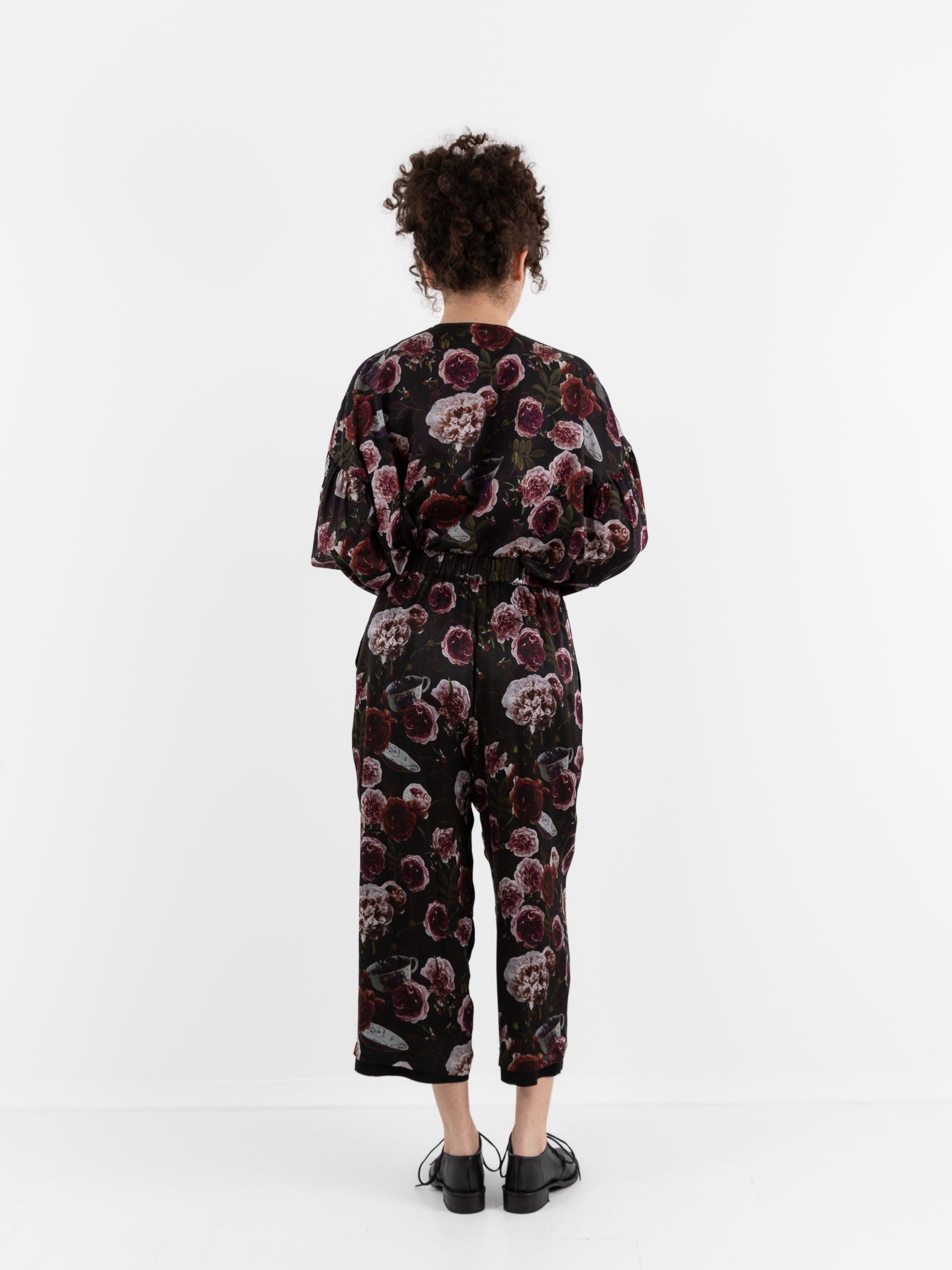 École De Curiosités Pierre Reversible Pant in Black/Roses - ECOLE DE CURIOSITES at Worthwhile
