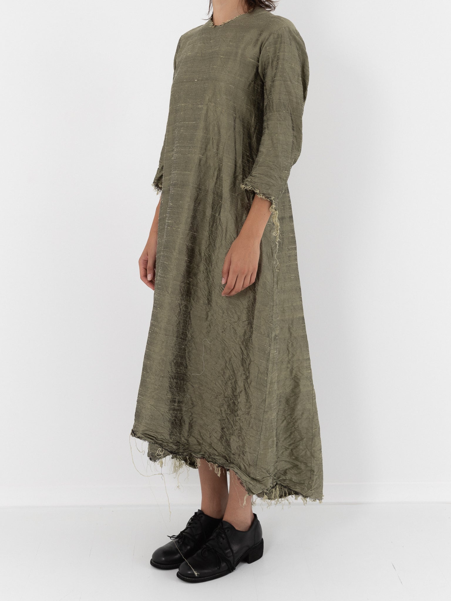 Elena Dawson House Dress, Olive Silk Dupioni - Worthwhile - ELENA DAWSON