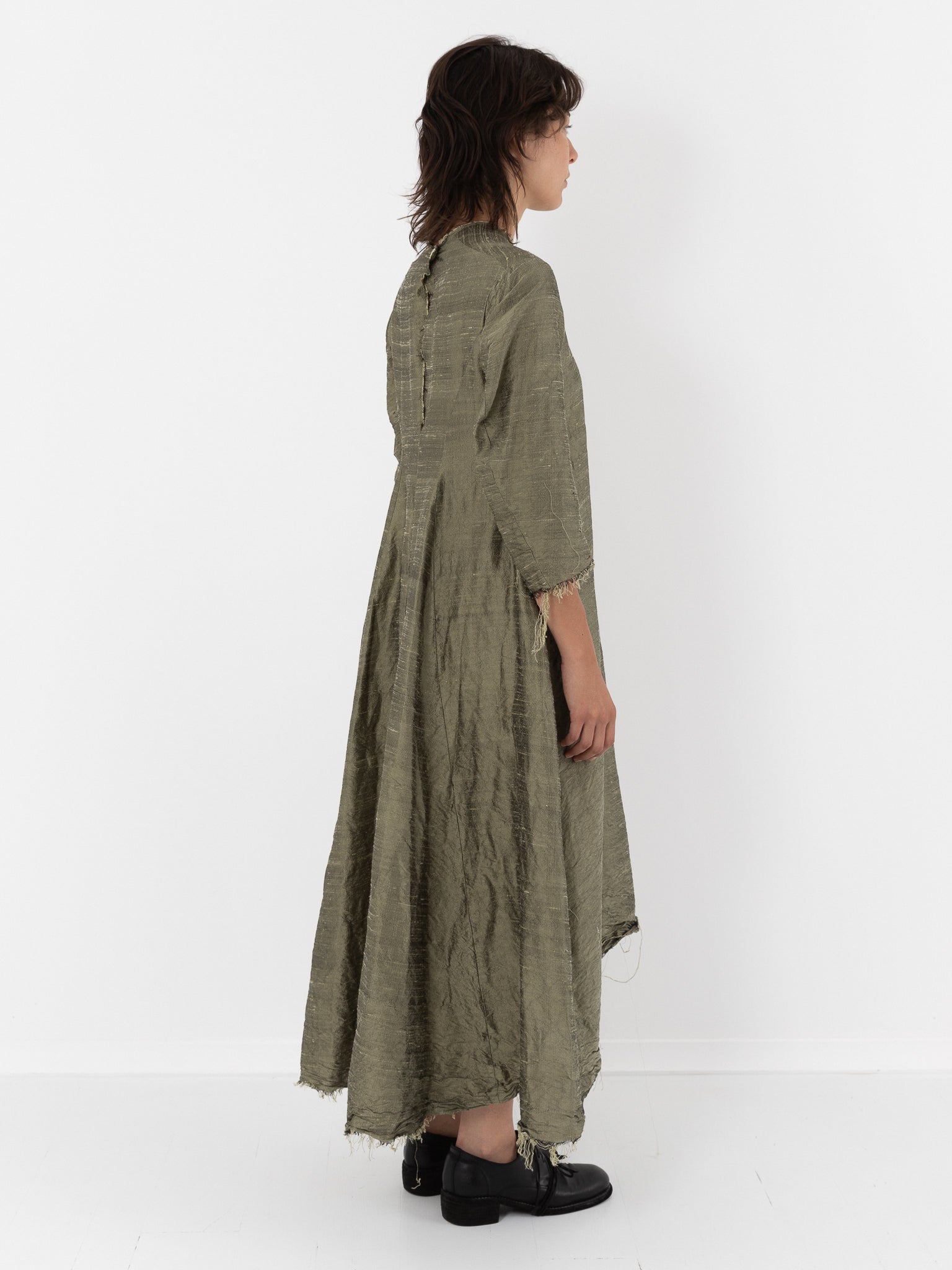 Elena Dawson House Dress, Olive Silk Dupioni - Worthwhile - ELENA DAWSON