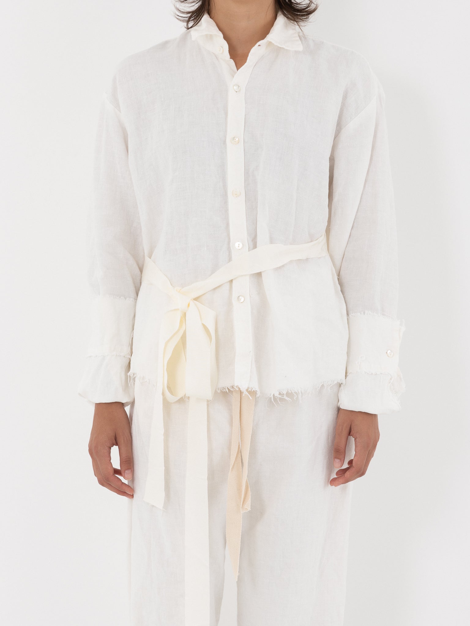 Elena Dawson Shirt, White Linen - Worthwhile - ELENA DAWSON