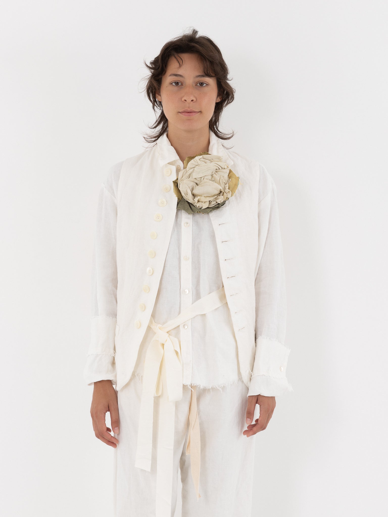 Elena Dawson Waistcoat, White Linen - Worthwhile - ELENA DAWSON