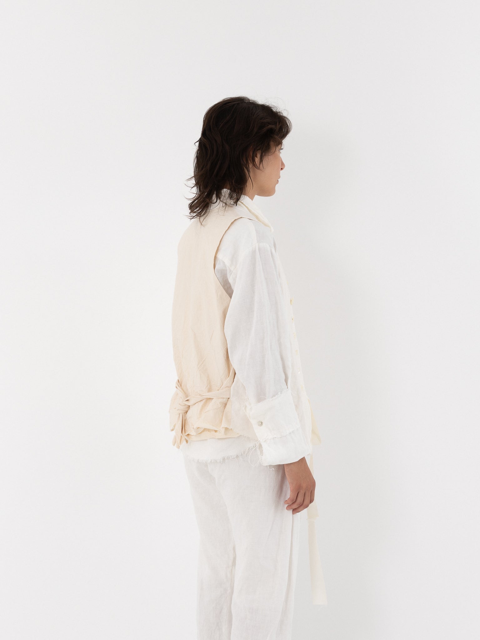 Elena Dawson Waistcoat, White Linen - Worthwhile - ELENA DAWSON