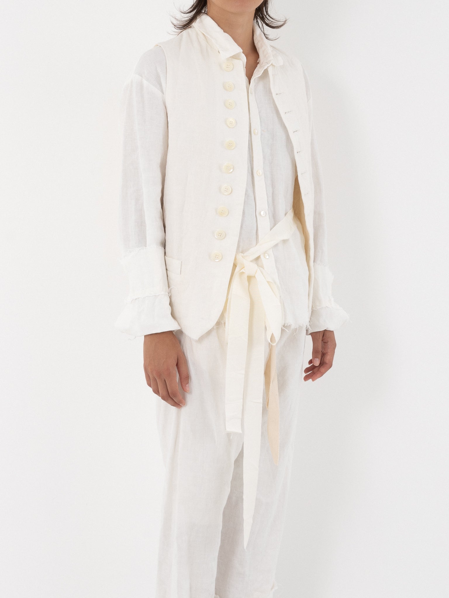 Elena Dawson Waistcoat, White Linen - Worthwhile - ELENA DAWSON