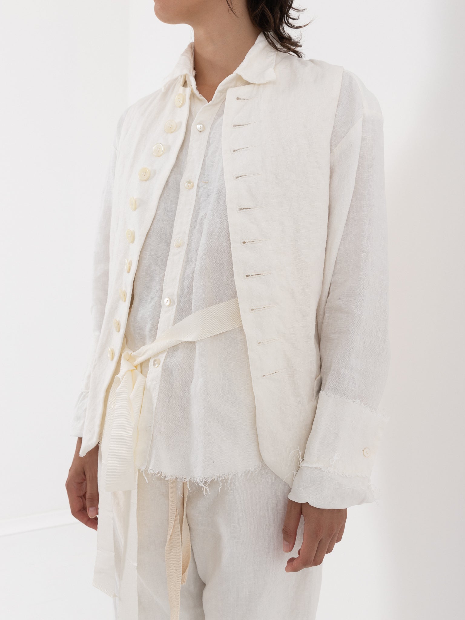 Elena Dawson Waistcoat, White Linen - Worthwhile - ELENA DAWSON