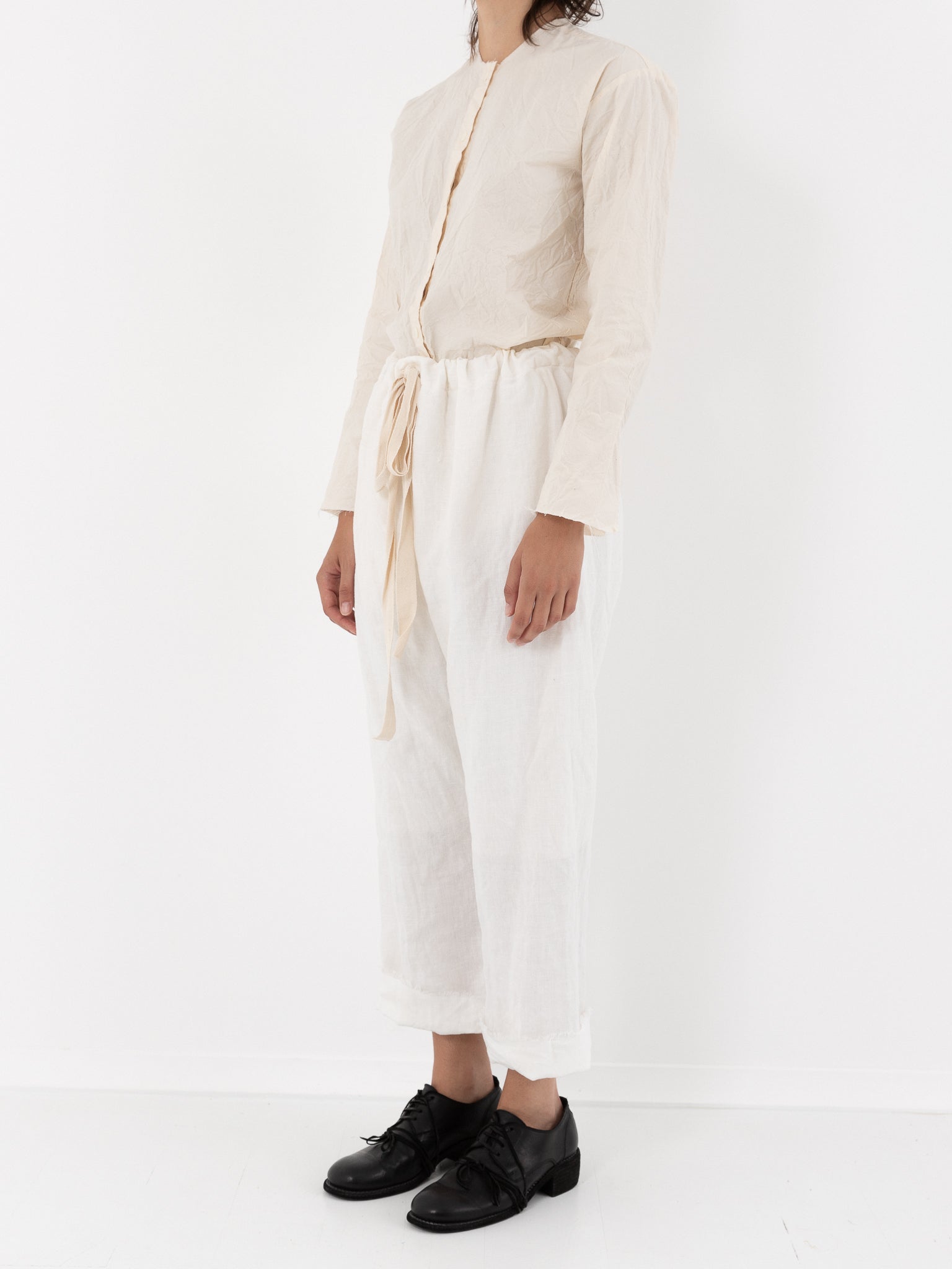 Elena Dawson Drawstring Pant, White Linen - Worthwhile - ELENA DAWSON