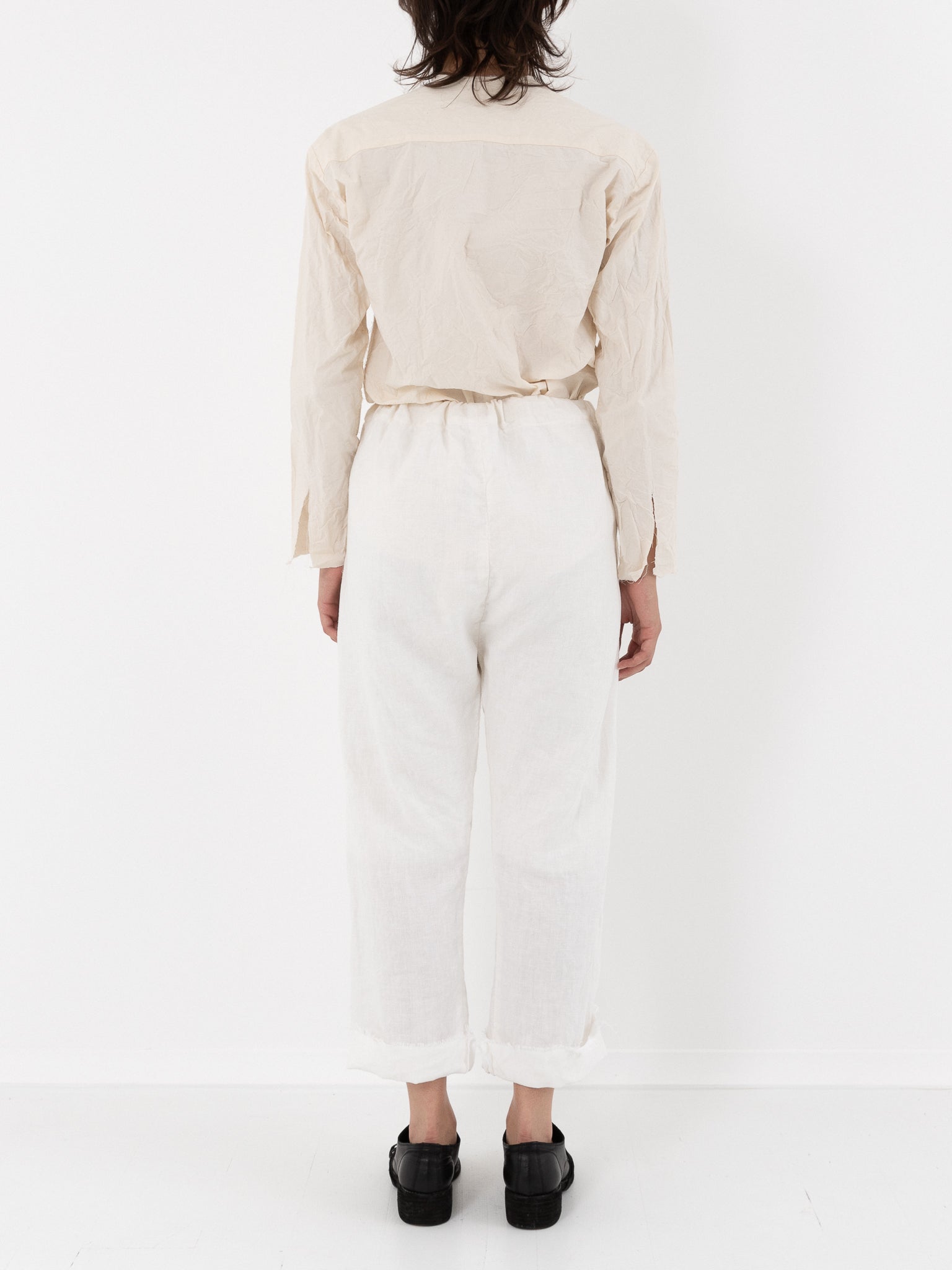 Elena Dawson Drawstring Pant, White Linen - Worthwhile - ELENA DAWSON