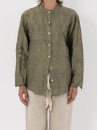 Elena Dawson Blouse, Olive Silk Dupioni - Worthwhile - ELENA DAWSON