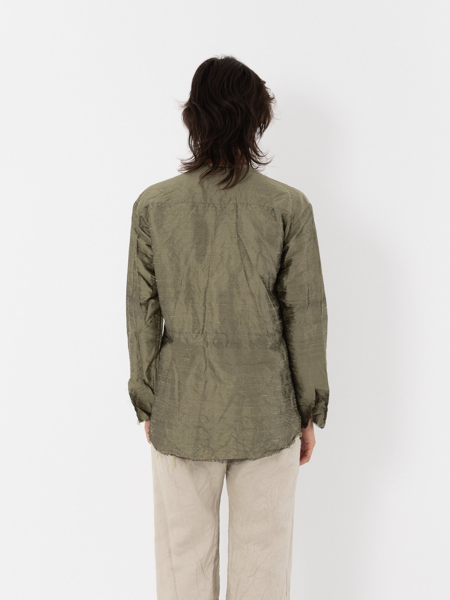 Elena Dawson Blouse, Olive Silk Dupioni - Worthwhile - ELENA DAWSON