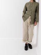 Elena Dawson Blouse, Olive Silk Dupioni - Worthwhile - ELENA DAWSON