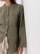 Elena Dawson Blouse, Olive Silk Dupioni - Worthwhile - ELENA DAWSON