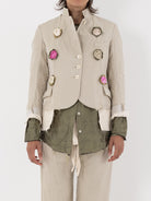 Elena Dawson Lilly Jacket with Rosebuds, Tinted Caviar - Worthwhile - ELENA DAWSON