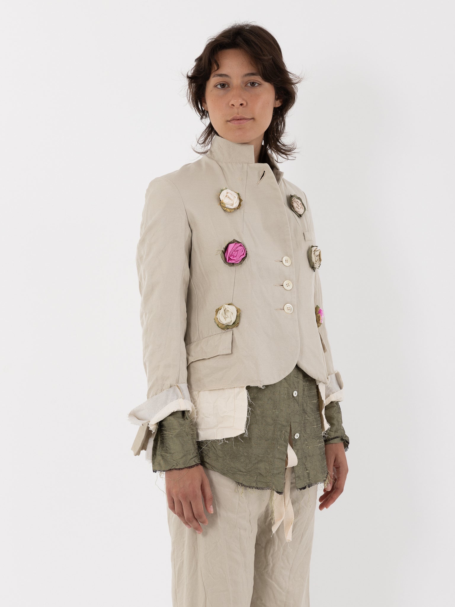 Elena Dawson Lilly Jacket with Rosebuds, Tinted Caviar - Worthwhile - ELENA DAWSON